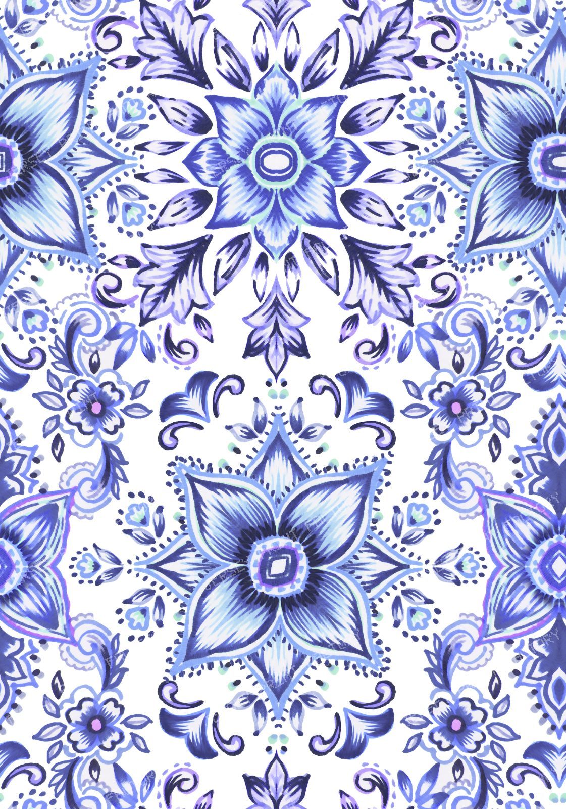 Simmetric Blue Floral Repeat