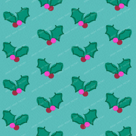 Christmas Holly on Purple — Turquoise