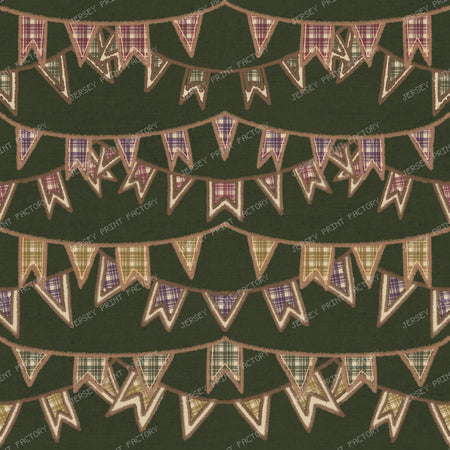 Plaid Harvest Festival Bunting Flags/ Old Harvest Lane Forest Green