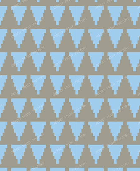 Fatimid Wall Crenellations Pattern — Sky Blue on Beige