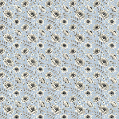 XL Pale Blue And Beige Flowers