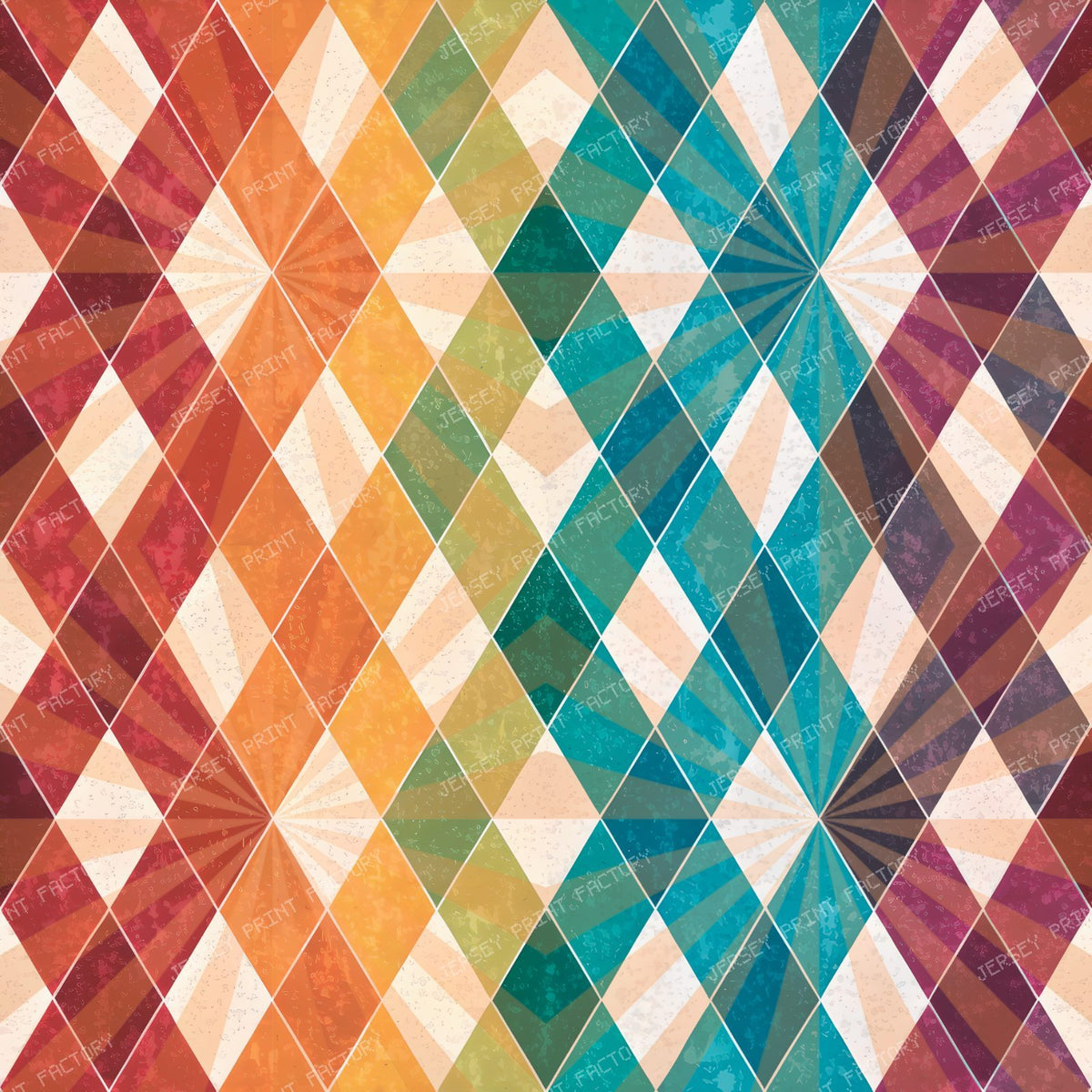 Ombre Harlequin Diamond Lattice Starburst - Dark Jewel Tone Rainbow