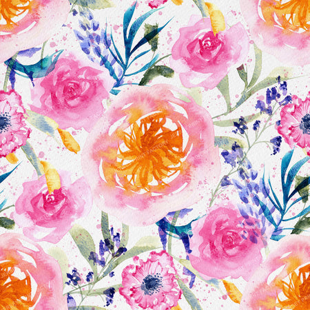 Ranunculus and Rose Watercolor Floral Arrangement