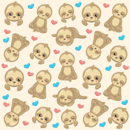 Pattern Of Sloths, Cute Sloths, Hearts