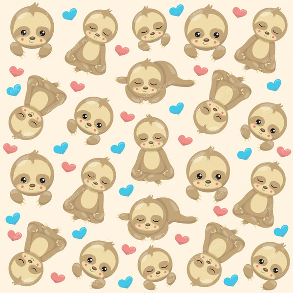 Pattern Of Sloths, Cute Sloths, Hearts