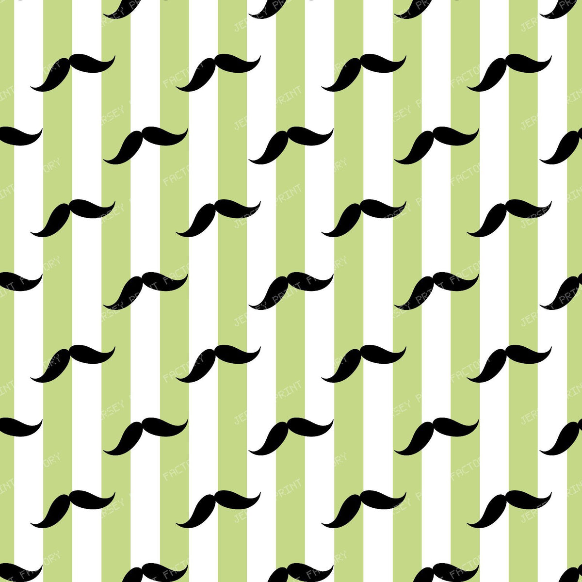 Black Mustache, Mustache Pattern, Blue Stripes — Green