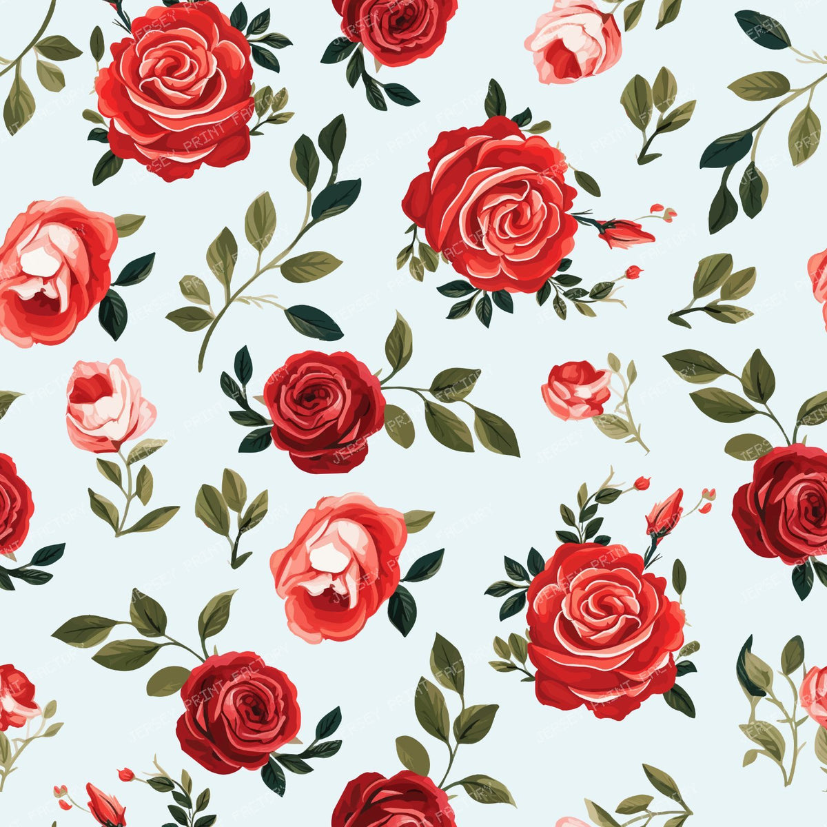 Red Roses, Red Flowers, Floral Pattern, Rosebud, Boho — Blue