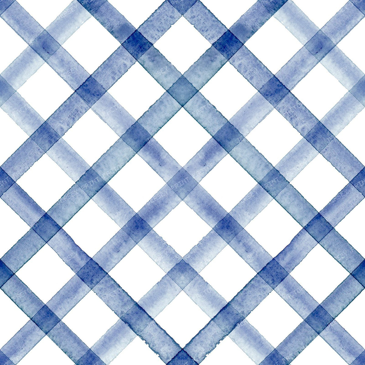 Watercolor stripe gingham seamless pattern. Color navy blue stripes background.