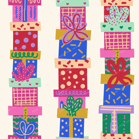 Christmas Gifts on Cream - Playful Maximalist Holiday
