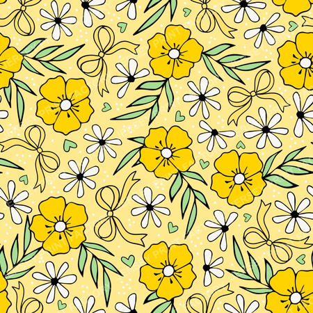 Coquette Meadow Wildflower Floral In Soft Yellow
