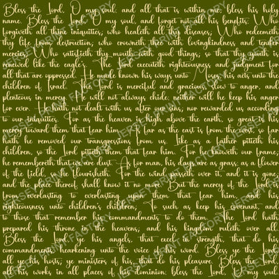 Psalm 103 On Olive Green