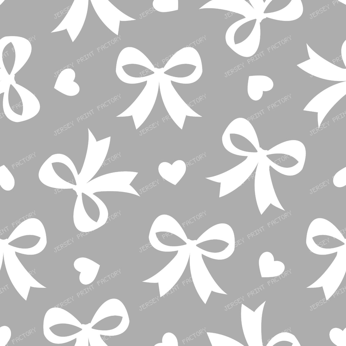 Bow Pattern, Coquette Bow, Ribbon, Cute Bow, White Bow, Hearts, Black — Gray 1