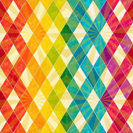 2026 PJP 100 — 13 Ombre Harlequin Diamond Lattice Starburst - Bright Rainbow Saturated