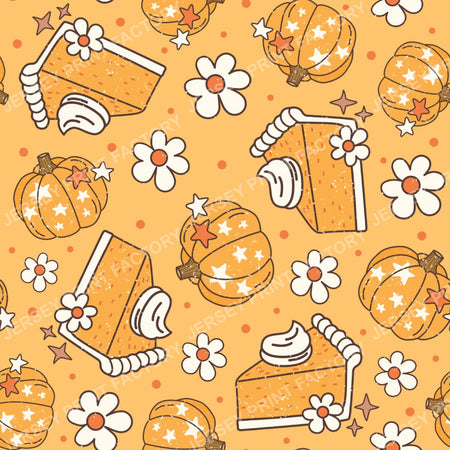 Thanksgiving Pumpkin Pie Floral In Harvest Yellow