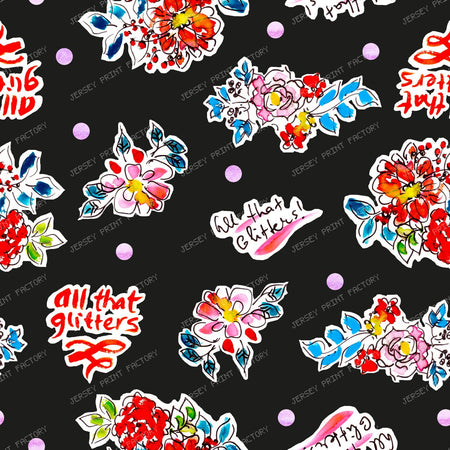 Sketchy Blooms — Bright Floral on Black