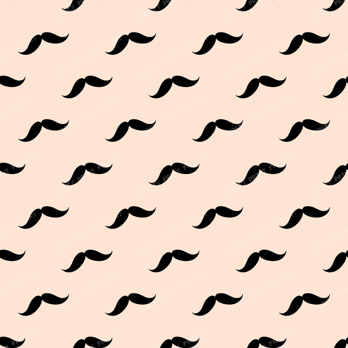 Mustache Pattern, Curly Mustache, Black and White — Beige 2