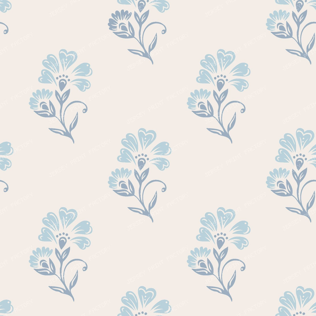 Beatrice   3 Colour Block Print Floral   Blue & Warm White