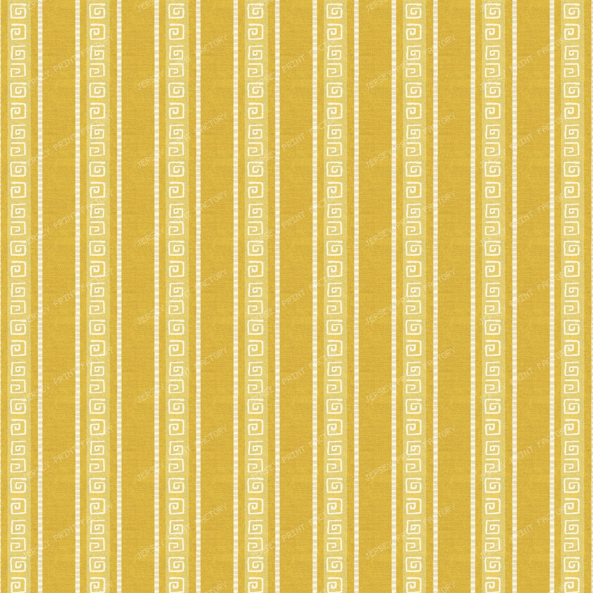 Greek Key  Ticking Stripe - Mustard