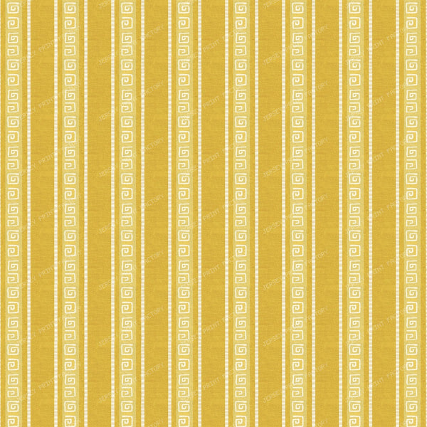 Greek Key  Ticking Stripe - Mustard