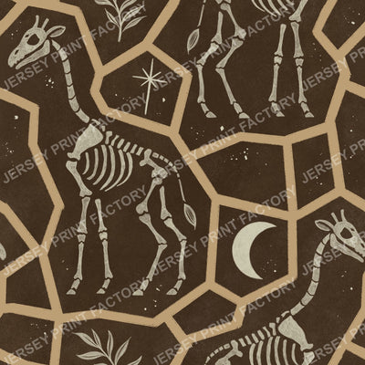 Halloween Animal Print, Giraffe Skeleton - Underground Fossils with Moon and Stars