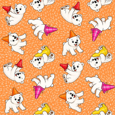 Playful Momota Polar Bear and Cones on Orange