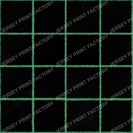 Neon Green Chalk Grid Lines on Black - Squares, Check