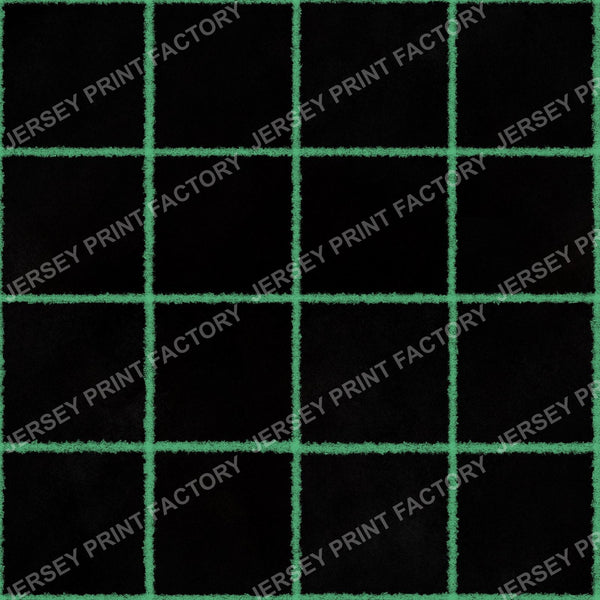 Neon Green Chalk Grid Lines on Black - Squares, Check
