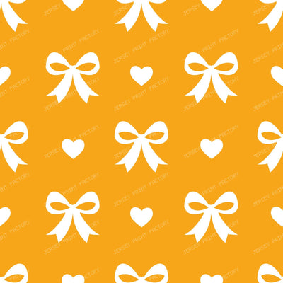 Bow Pattern, Coquette Bow, Ribbon, Cute Bow, White Bow, Hearts, Black — Orange 1