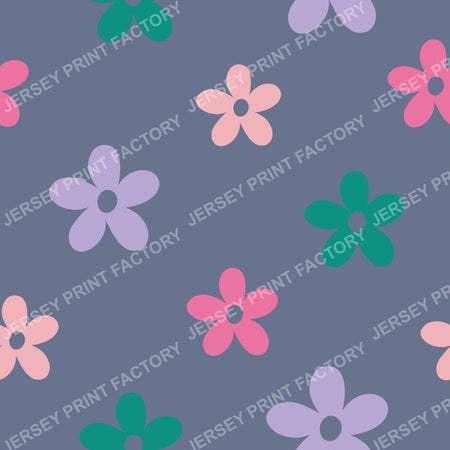 Simple pastel flowers on dusty blue