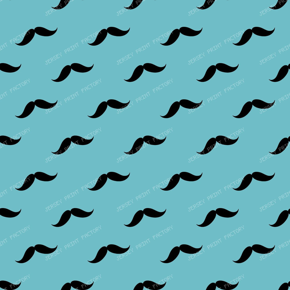 Mustache Pattern, Curly Mustache, Black and White — Blue 3