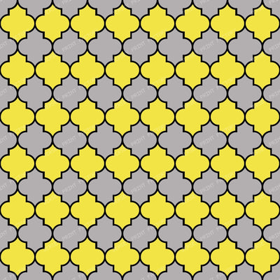 Black And White Latticework, Quatrefoil, Trellis — Yellow and Gray