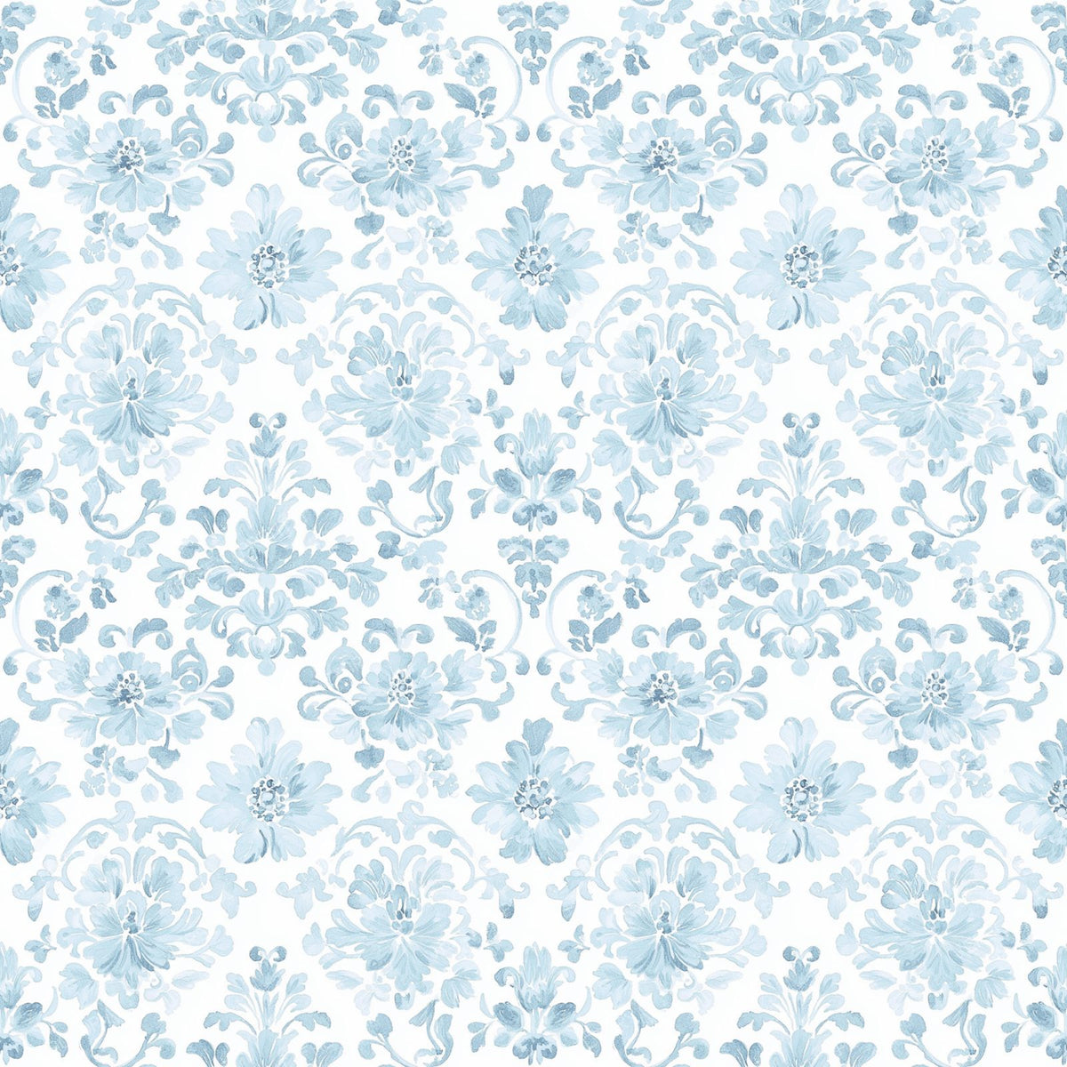 Blue Damask, Floral Damask, Blue Flowers, French Damask