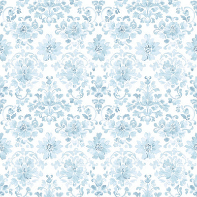 Blue Damask, Floral Damask, Blue Flowers, French Damask