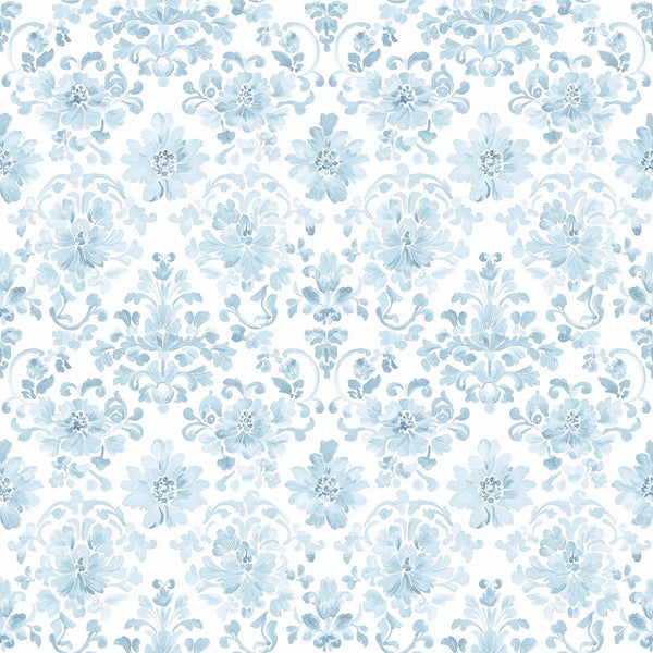 Blue Damask, Floral Damask, Blue Flowers, French Damask