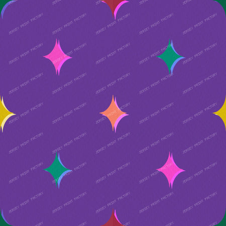 Vintage Christmas Starbursts multicolour stars on bright purple retro