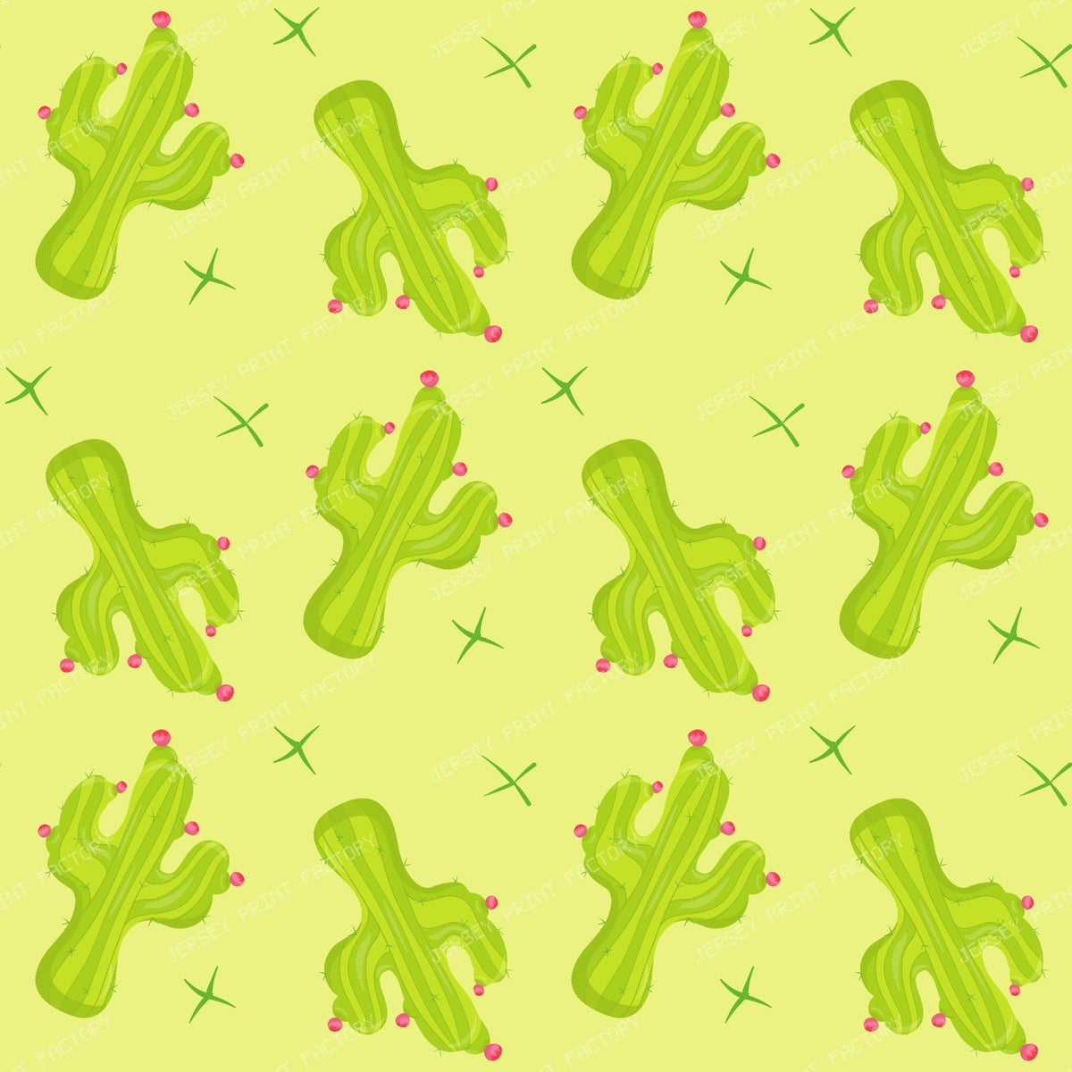 Cactus Pattern, Green Cactus, Pink Flowers