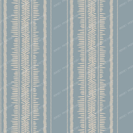 Betsy   French Provincial Leaf Stripe   Cream & Pale Beige — Denim Blue & Beige