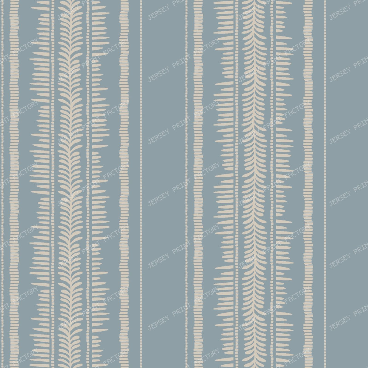 Betsy   French Provincial Leaf Stripe   Cream & Pale Beige — Denim Blue & Beige