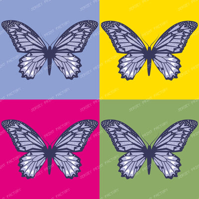 Pattern Of Butterflies, Blue Butterflies, Pop Art, Colorful Squares — Colorful 2
