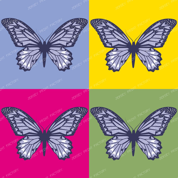 Pattern Of Butterflies, Blue Butterflies, Pop Art, Colorful Squares — Colorful 2