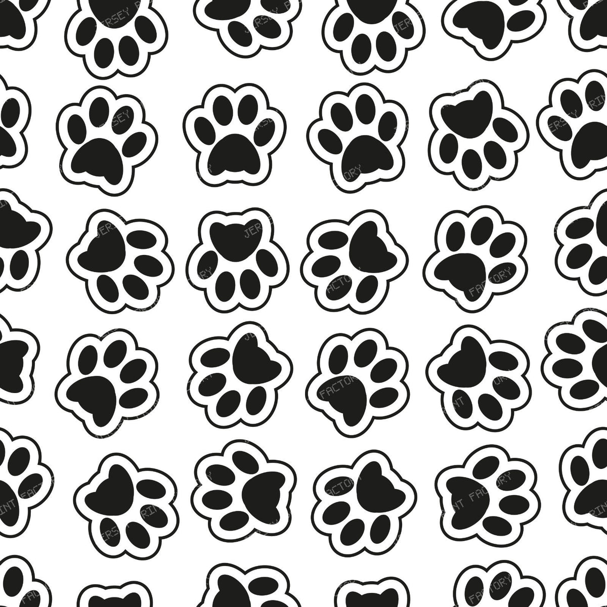 Pattern Of Paws, Dog Paws, Puppy Paws, Black and White