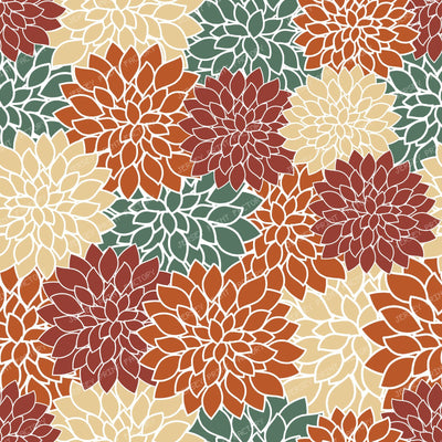 Blue Dahlia, Brown Dahlia, Orange Dahlia, Floral Pattern — Colorful 9