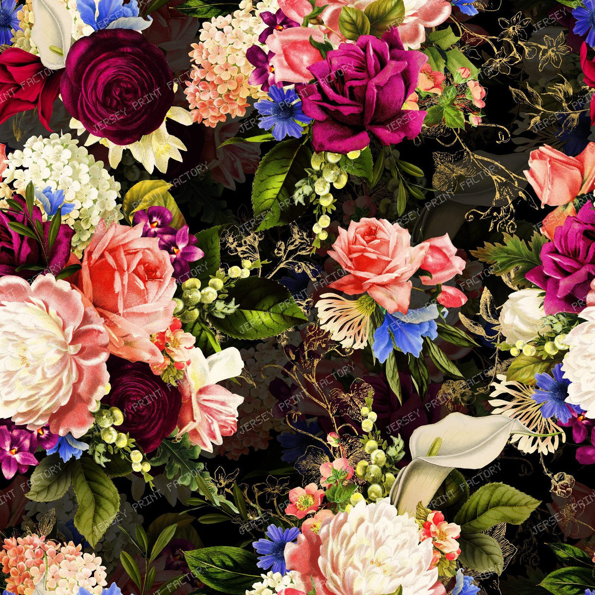 Rich Maximalist Burgundy Floral – Vintage Victorian Grandmillennial Romance Black