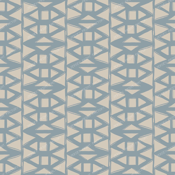 Annick   Tribal Geometric   Denim Blue & Greige