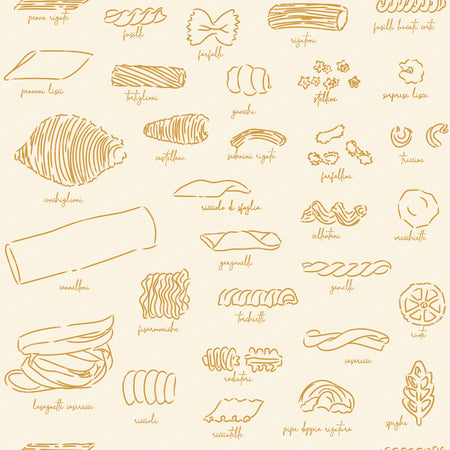Pasta Type Chart Illustration in Cream