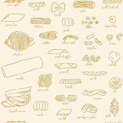 Pasta Type Chart Illustration in Cream