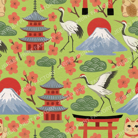 Springtime Japan in Traditional Colours on Spring Green