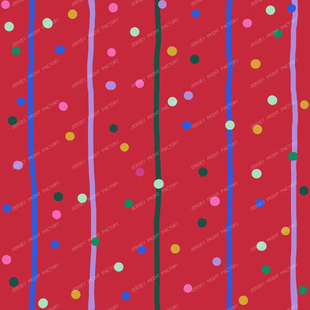 Hand Drawn Stripes and Dots on Red
