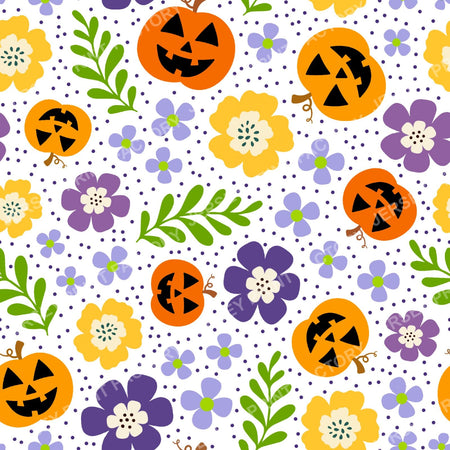 Pretty Colorful Pumpkin Fall Jackolantern Floral