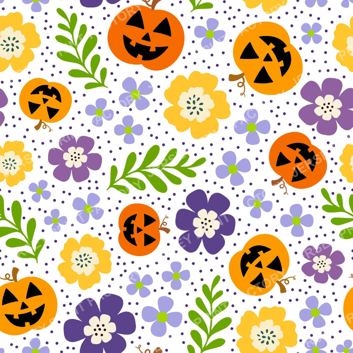Pretty Colorful Pumpkin Fall Jackolantern Floral